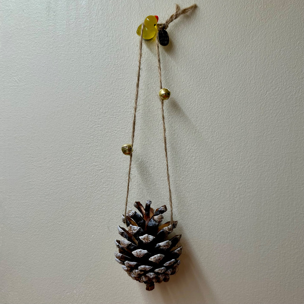 Handmade Frosted Pine Cone Bauble 3x