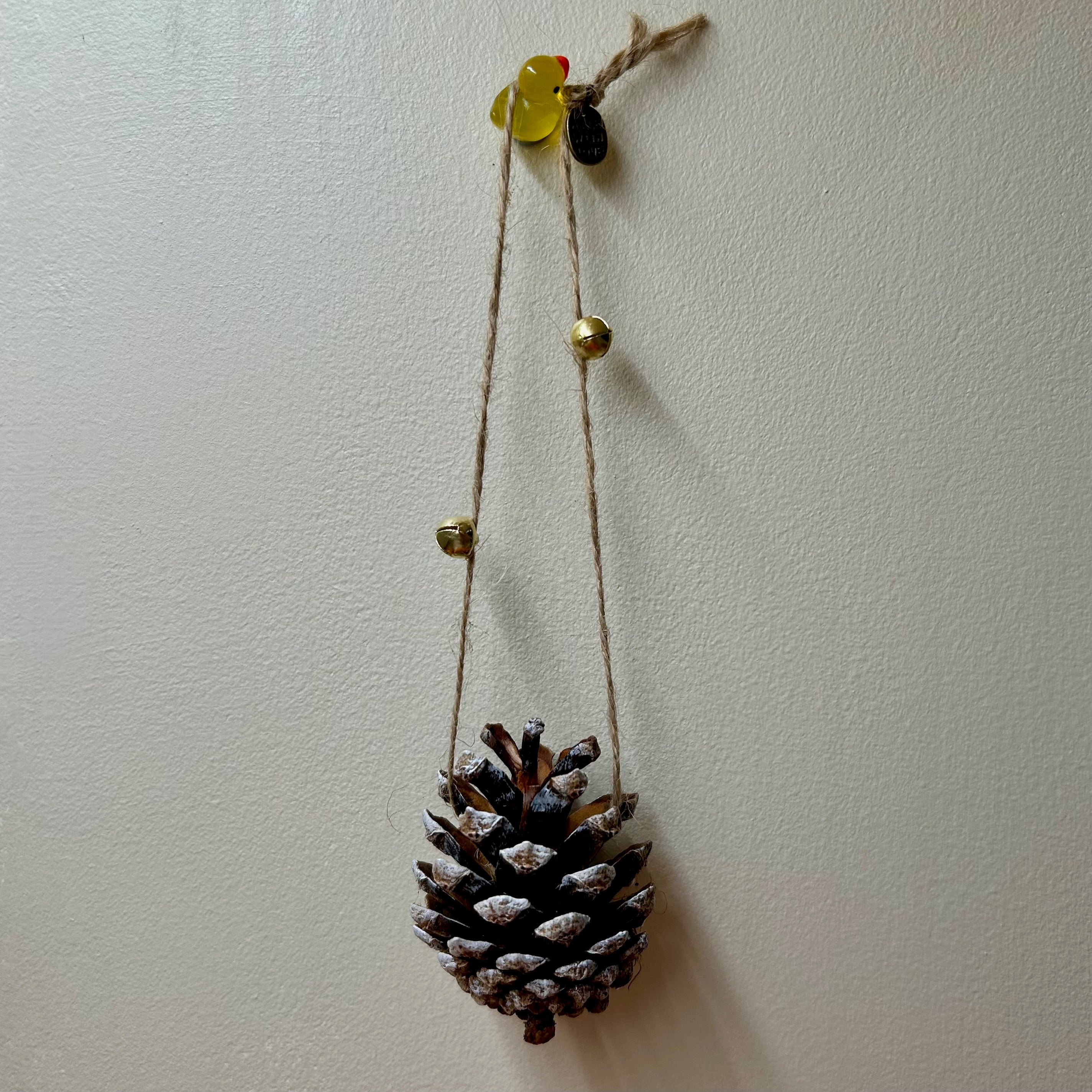 Handmade Frosted Pine Cone Bauble 3x