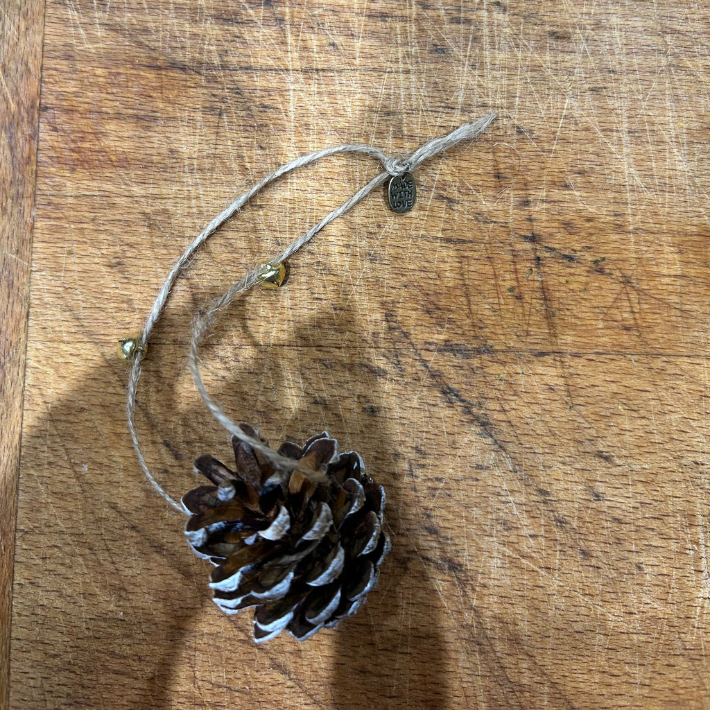 Handmade Frosted Pine Cone Bauble 3x