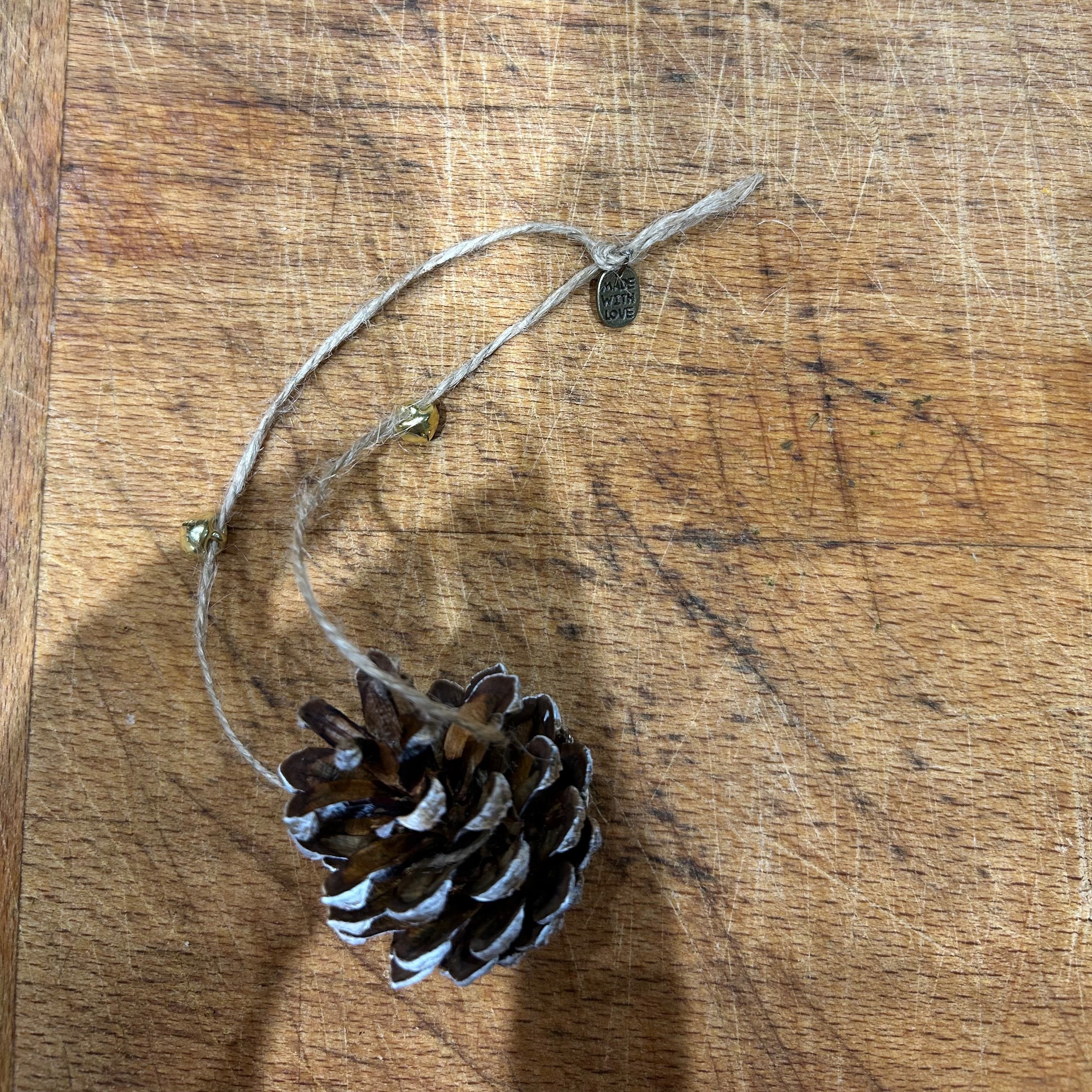 Handmade Frosted Pine Cone Bauble 3x
